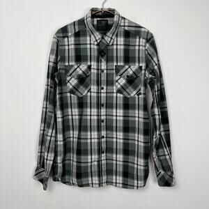511 Tactical Series Men's Small Long Sleeve Snap Button Shirt Green/Black‎ Plaid